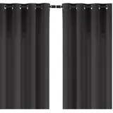 Wometo 2er Set (2 Stück) Vorhang mit 8 rostfreien Metall Ösen Blickdicht OekoTex 140x245 Türvorhang Ösenvorhang - dunkelgrau