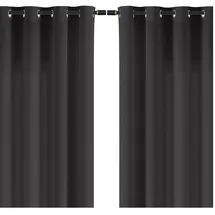 Wometo 2er Set (2 Stück) Vorhang mit 8 rostfreien Metall Ösen Blickdicht OekoTex 140x245 Türvorhang Ösenvorhang - dunkelgrau