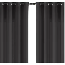 Wometo 2er Set (2 Stück) Vorhang mit 8 rostfreien Metall Ösen Blickdicht OekoTex 140x245 Türvorhang Ösenvorhang - dunkelgrau