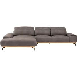 Musterring Wohnlandschaft MUSTERRING "MR 2490 Ecksofa mit erstklassigem Sitzkomfort, Long-Life-Leder", grau (light grau, b), B:342cm T:207cm, Sofas, Wohnlandschaft, Bronze-Fuß, Sitzhöhe 48cm, wahlweise mit Funktionen, Maße 342 x 207 cm