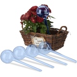 Relaxdays Bewässerungskugeln, 5er Set, Durstkugeln für Pflanzen, je 250 ml, Kunststoff, Gießkugel, HxD: 28 x 8 cm, blau