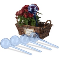 Relaxdays Bewässerungskugeln, 5er Set, Durstkugeln für Pflanzen, je 250 ml, Kunststoff, Gießkugel, HxD: 28 x 8 cm, blau