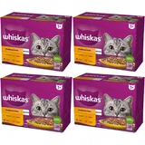 whiskas Adult 48x85g Geflügelschmaus Nassfutter für Katzen in Gelee mit Huhn, Ente, Geflügel, Pute