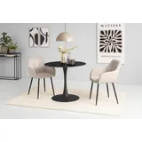 Esszimmerstuhl HELA "HANNA", beige (beige, schwarz, beige), B:58cm H:85cm T:59cm, 100% Polyester, Stühle, Esszimmerstuhl, Schalenstuhl, Armlehnen Stuhl, Bezug Webstoff