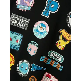 NAME IT Sweatshirt NAME IT "NKMJIMM POKEMON NREG SWE WH UNB NOOS SKY", Jungen, Gr. 134/140, schwarz, Sweatware, Obermaterial: 60% Baumwolle, 40% Polyester, bedruckt, regular fit normal, Rundhals, Rippbündchen, Sweatshirts Sweatshirt