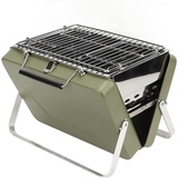 mumisuto Tragbarer Holzkohle-BBQ-Grill, Outdoor-Garten-Camping-Picknick-Grill, Zusammenklappbarer BBQ-Camping-Grill Edelstahl-Smoker, Für Camping, Kochen Im Freien, Picknick Im Hinterhof(Grün)