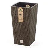 Blumenkübel Blumentopf Pflanzkübel ECO Wood Blumenkasten Quadrat Rattan Optik Höhe 55cm mit Pflanzeinsatz (Braun Rattan)