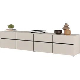 OTTO home Cross Lowboard 225 cm Braun Aluminium/Kunststoff/Metall/Melamin/Holzwerkstoff