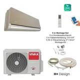 VIVAX H+ Design GOLD + 5 m Montageset Klimagerät Split Klimaanlage 3D Swing A+++