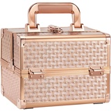 Joligrace Kosmetikkoffer Make up Koffer Schminkkoffer Portable Beauty Case Etagenkoffer Multikoffer mit Schlüsseln und Spiegel Friseurkoffer Schmuckkoffer - Roségold