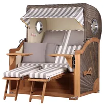 bene living bene,iving Strandkorb Komplettset Königssee Teak Bullauge PE Grau Modell 513