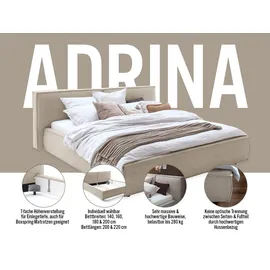 Home Affaire Polsterbett HOME AFFAIRE "Adrina mit Biesenoptik, Feincord und Luxus-Microfaser", beige (natur), B:182cm H:91cm L:230cm, 100% Polyester, Betten, Polsterbett, bis 280kg, auch in Überlänge 220 cm, 4 Breiten bis 200cm