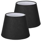 Navaris 2x Lampenschirm aus Leinen - 2er Pack E27 Lampen Schirm für Tischlampe oder Stehlampe - 2 Ersatz Lampenschirme klein - Außen Schwarz/Innen Weiß