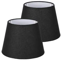 Navaris 2x Lampenschirm aus Leinen - 2er Pack E27 Lampen Schirm für Tischlampe oder Stehlampe - 2 Ersatz Lampenschirme klein - Außen Schwarz/Innen Weiß