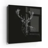 deqori Schlüsselkasten 'Digitalisierter Hirsch', Glas Schlüsselbox modern magnetisch beschreibbar schwarz