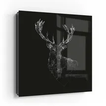 deqori Schlüsselkasten 'Digitalisierter Hirsch', Glas Schlüsselbox modern magnetisch beschreibbar schwarz