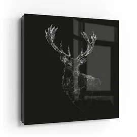 deqori Schlüsselkasten 'Digitalisierter Hirsch', Glas Schlüsselbox modern magnetisch beschreibbar schwarz