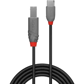 Lindy USB-Kabel USB 2.0 USB-C® Stecker, USB-B Stecker 3.00 m Schwarz 36943