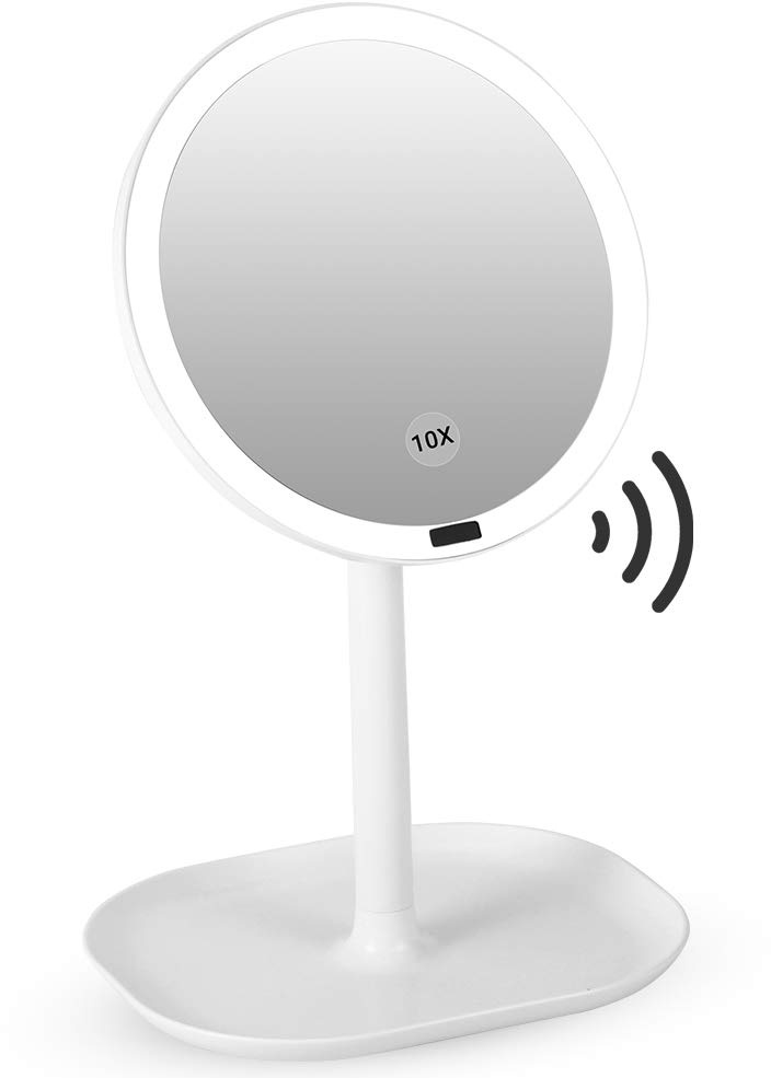 Ejoyous Schminkspiegel mit Beleuchtung, 10X Kosmetikspiegel Smart Sensor LED Vanity Mirror Makeup Spiegel 360 °Schwenkbar für Zuhause und Unterwegs