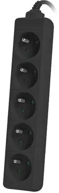 Lanberg PS0-05E-0300-BK Verlängerungskabel 3 m 5 AC-Ausgänge Drinnen Schwarz