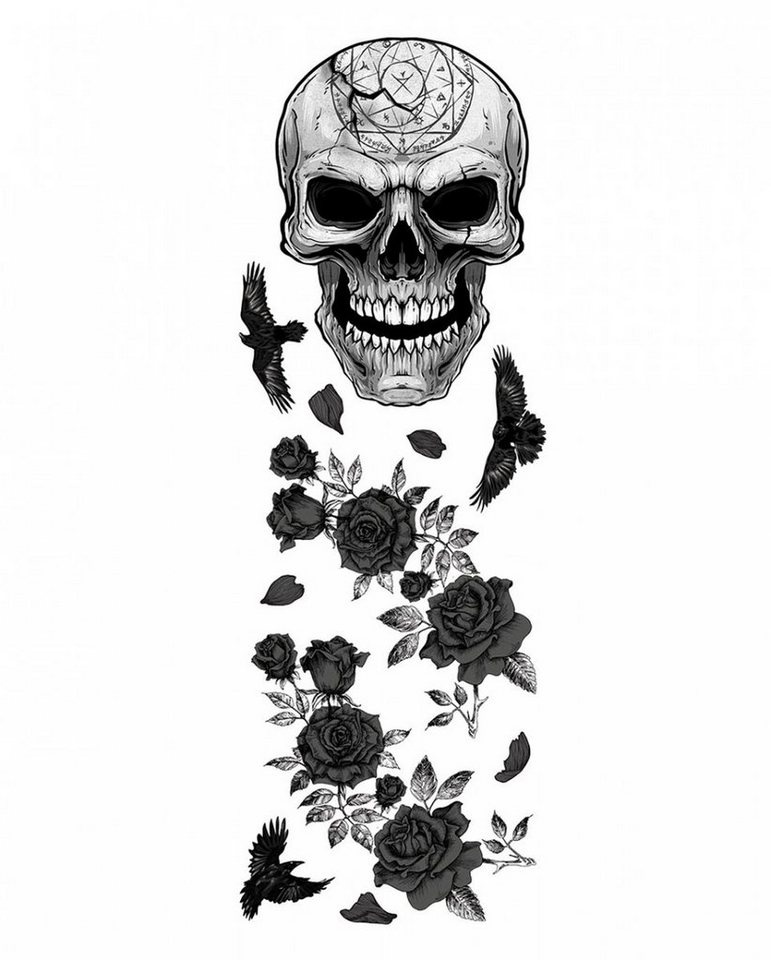 Horror-Shop Dekofigur Skull Dekoration als Wandtattoo für Halloween & Go schwarz