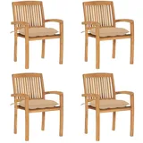 vidaXL Stapelbare Gartenstühle mit Kissen 95,5 x 59 x 26 cm beige 4 St.
