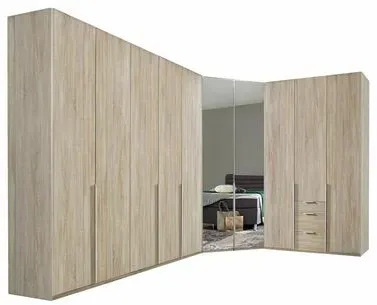 Eck-Kleiderschrank Coreno Eiche H:236cm/T:58cm landhaus, mit Beleuchtung und Spiegel