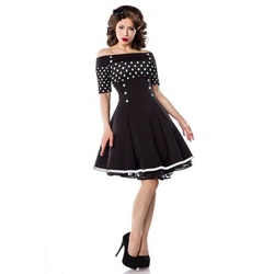 BELSIRA A-Linien-Kleid Schulterfreies Retro Rockabilly Jersey-Kleid 50er Jahre Pin up Vintage Kleid 2XL
