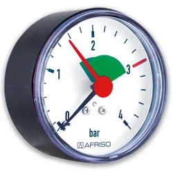 Rohrfeder-Manometer für Heizung/Sanitär - Axial, verschiedene Ausführungen (Ausführung: Ø63 mm. 1/4''. 3bar Markierung)