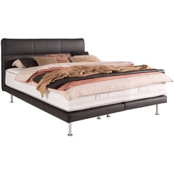 ADA Premium Boxspringbett Noelle 180 x 200 cm Lederoptik Grau