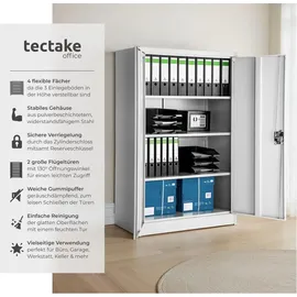 Tectake Büroschrank Stahl 140 x 90 x 40 cm grau abschließbar