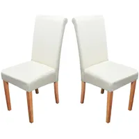 Mendler 2er-Set Esszimmerstuhl Stuhl Küchenstuhl Novara II, Leder creme,