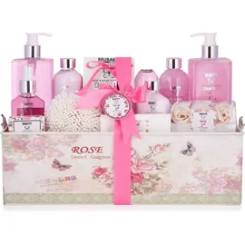 Brubaker Cosmetics Bade- und Dusch Set Rosen Duft - Beauty Geschenkset in Vintage Geschenkbox