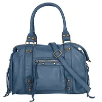 Samantha Look Shopper, echt Leder, Made in Italy, blau