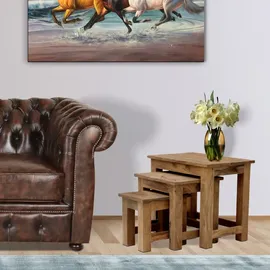 LAKSHMI-indisches-moebelhaus.de Beistelltische Rami 3er-Set aus indischem Sheesham-Massivholz