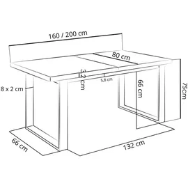 WFL GROUP Esstisch im Loft-Stil mit Schwarzen Metallbeinen – Industrieller Tisch für Wohnzimmer – Ausziehbar von 160 cm auf 20... – Braun