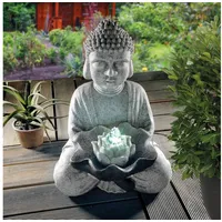 Esotec Solarbrunnen Buddha mit Akku, led Licht Wasserspiel, wetterfest