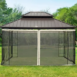 Outsunny Moskitonetz für 3x4 m Pavillon 4 Stück Schwarz 3,52 x 0,00 x 2,07 m