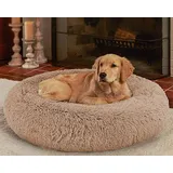 LINRUI XXL Waschbar & Antistress Hundekissen Orthopädisches Hundebett Flauschiges für Extra große Grosse Mittlere Hunde Donut Hundesofa Memory Foam Hundehöhle Oval Hoch XL Rund Kuschelig Braun