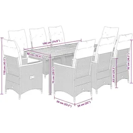 vidaXL Garten-Essgruppe 9-tlg. Grau