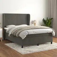 VidaXL Boxspringbett mit Matratze Dunkelgrau 140x200 cm Samt -