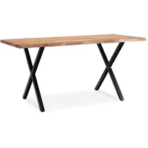 KADIMA DESIGN Schreibtisch XL Professional 180x90 Akazie Massiv Goldbraun-Schwarz Baumkante Büro Design Kreta Kollektion Kadima Design