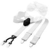 DonDon Hosenträger 3,5 cm breit (2er Set, 2-St., Hosenträger mit farblich passender Fliege) 2er Set, Hosenträger Y-Form, farblich passende Fliege weiß