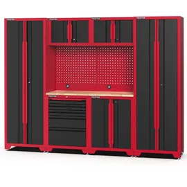 feistos Werkstatteinrichtung Novo 2 Metall Werkstattschrank schwarz | rot 45,7x264x198cm