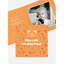 Einladung Kindergeburtstag selbst gestalten mit Spruch und Fotos im Onlinedesigner bei Meine-Kartenmanufaktur.de