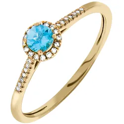 Diamantring »Schmuck Geschenk Gold 375 Damenring Goldring Farbstein Edelstein Topas«, mit Blautopas (behandelt) - mit Diamanten, 28987833-60 gelbgoldfarben-blau + blau 0,08 ct   P3 = leicht erkennbare Einschlüsse