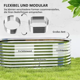 Outsunny Hochbeet 160 x 80 x 56 cm Grau
