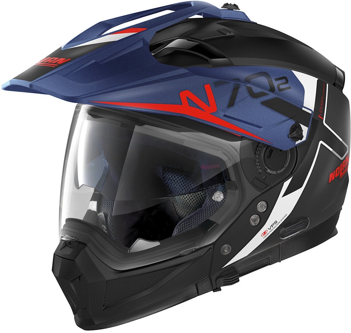 Nolan N70-2 X Bungee N-Com Helm, zwart-blauw, 2XS Voorman