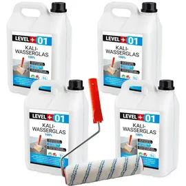 LEVEL PLUS Kaliwasserglas Unverdünnt 20L BetonVersiegelung + Farbroller 25cm