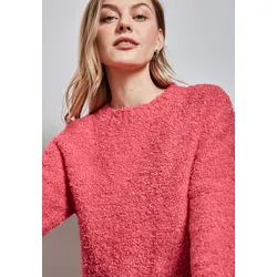 Rundhalspullover STREET ONE, Damen, Gr. 46, rot (sugar coral), Strick, Obermaterial: 69% Nylon, 30% Baumwolle, 1% Elasthan, unifarben, casual, klassisch, Rundhals, Langarm, Pullover, mit Elasthan